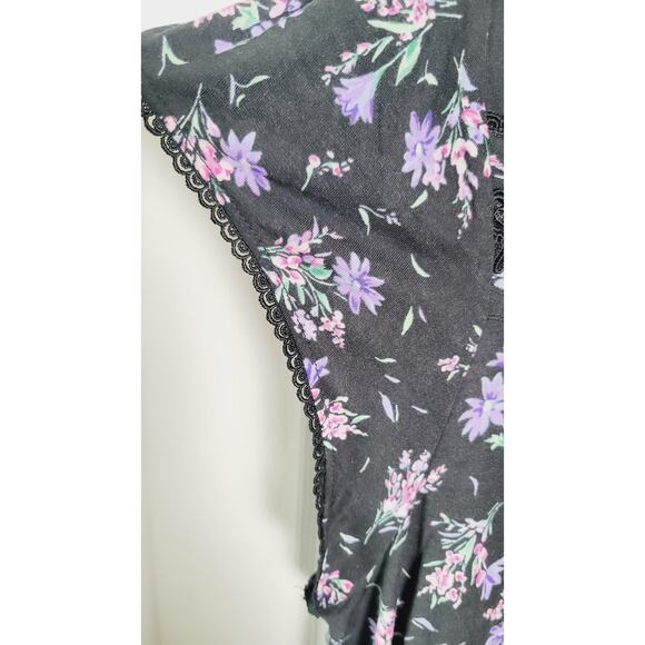 Eileen West Nightgown Womens 3X Floral Modal Lace Trim Button Front Cottage - Picture 4 of 11